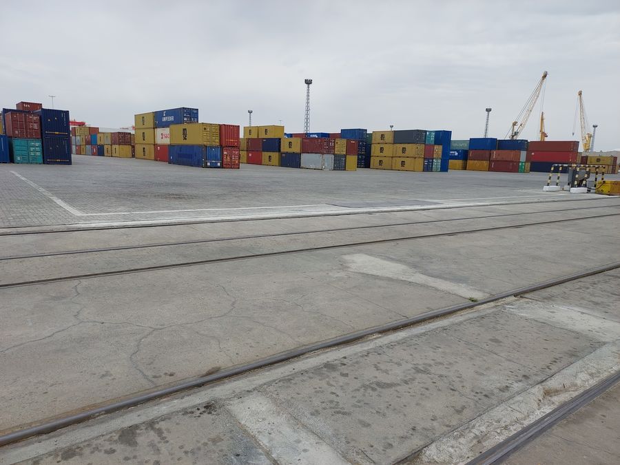 Container yard at a Caspian port